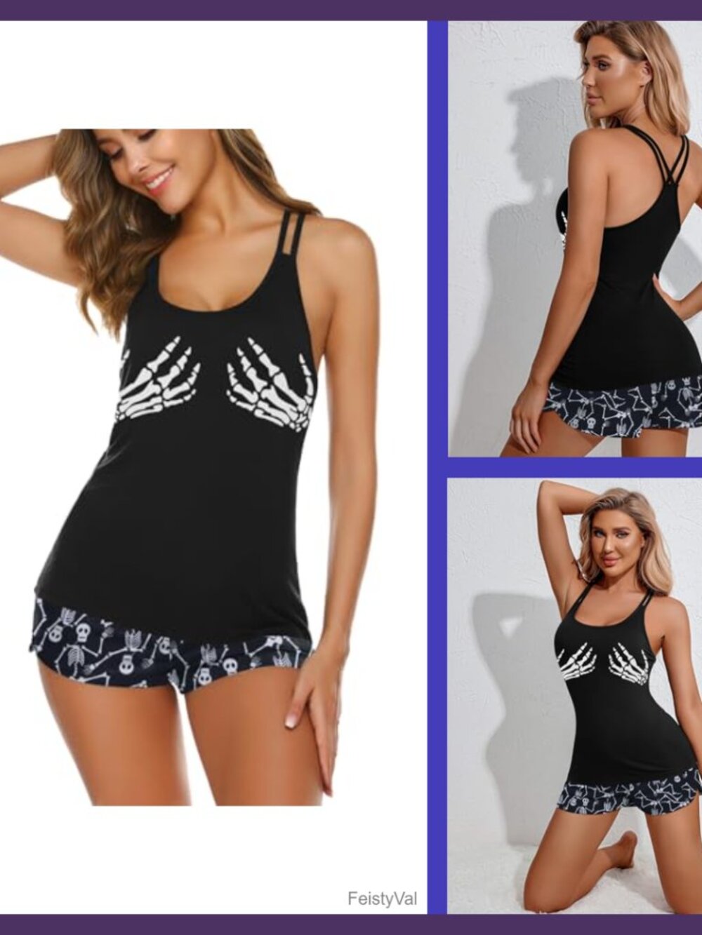 Ekouaer Cami Pajama Set Sleeveless Racerback Tank Top Soft Sleepwear 2 Pieces